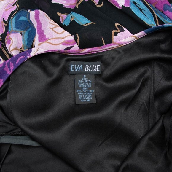 Eva Blue Y2K Maxi Dress 6 Beaded Floral Purple Faux Wrap Feminine Fairy Core - Picture 7 of 8